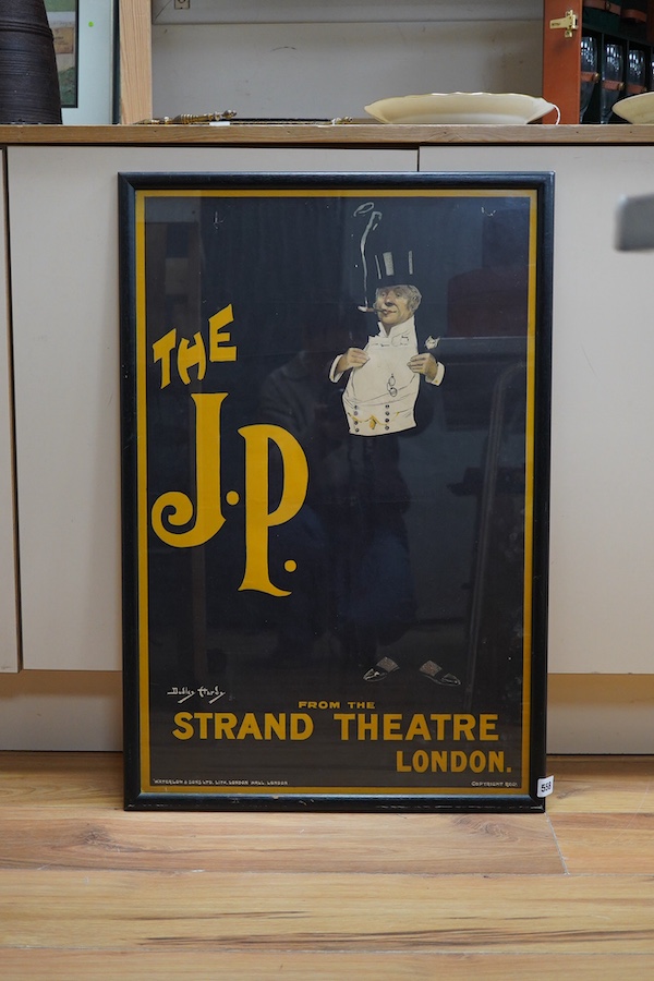 A ‘The J.P’ Strand Theatre poster, copyright Waterloo & Sons ltd, London, framed. Condition - fair